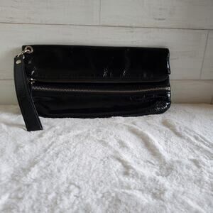 Fossil Black Crinkle Faux Leather Clutch Bag Read Description